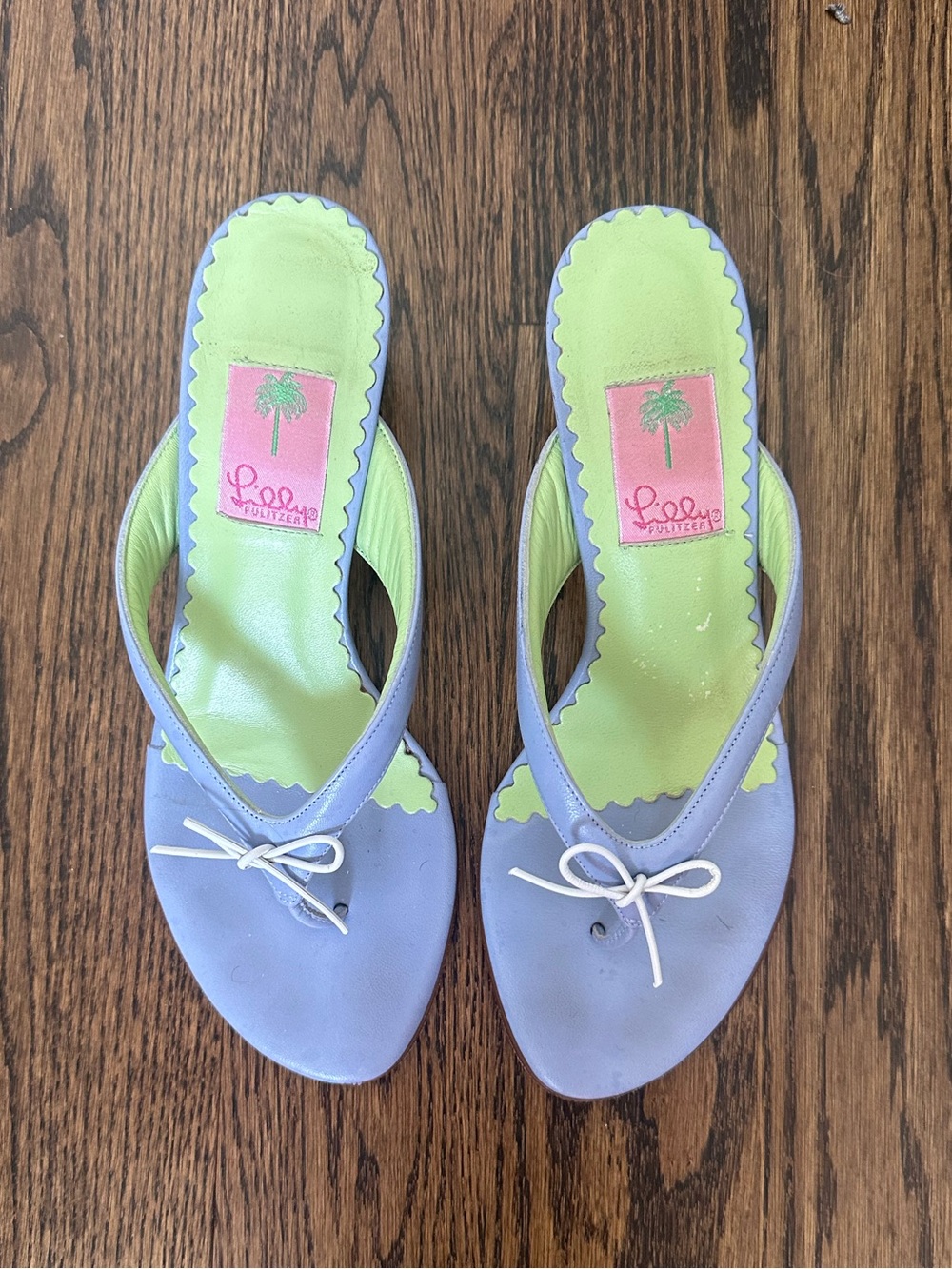 Vintage Lilly Pulitzer Lavender Lilac Thong Bow Tie Kitten Heel Sandal Mules 9